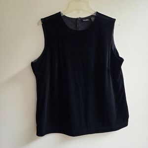 111 State Goth Vamp XL Black Velvet Sleeveless Shell Tank Top Back Zip Stretch